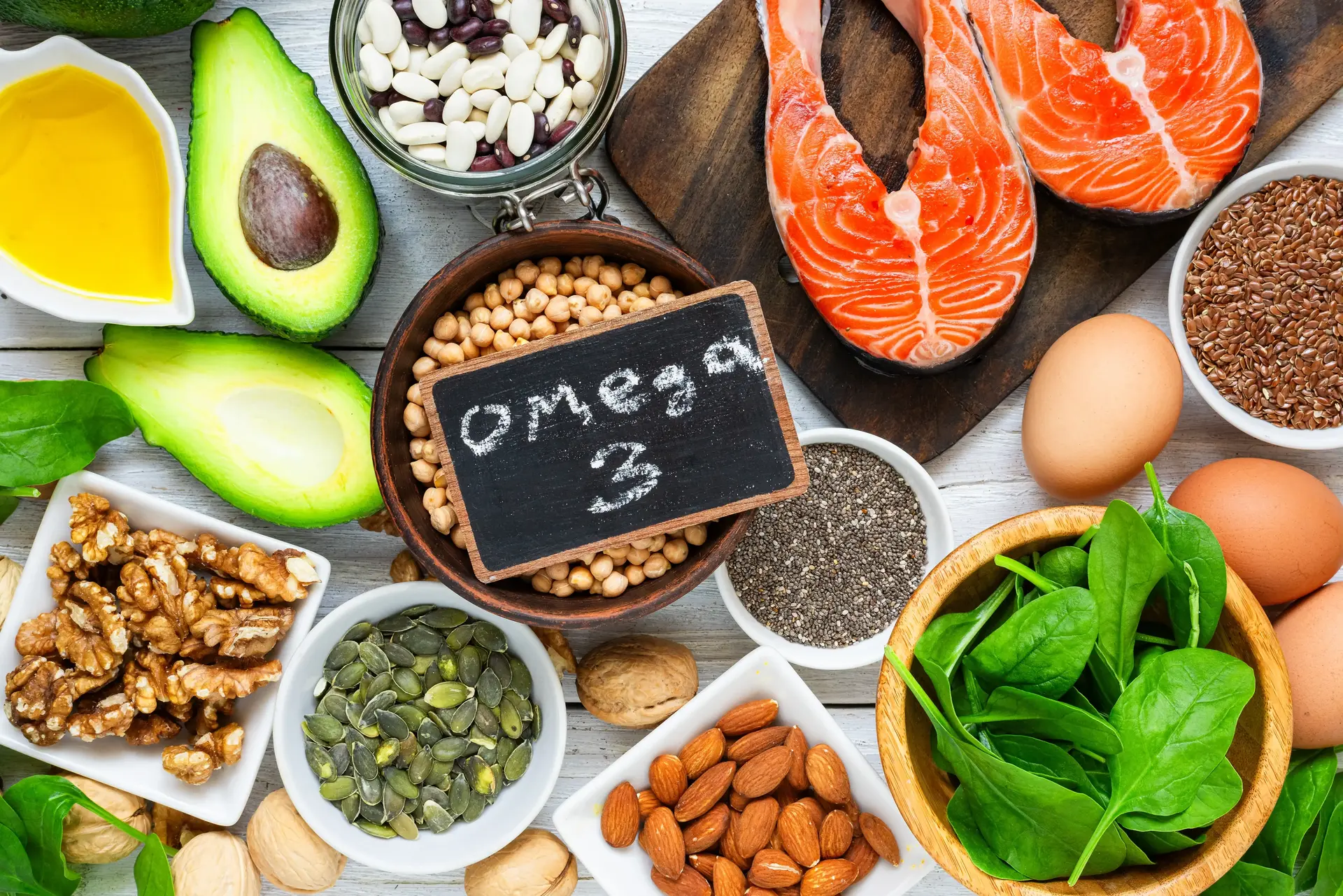 A platter of food rich in omega-3 