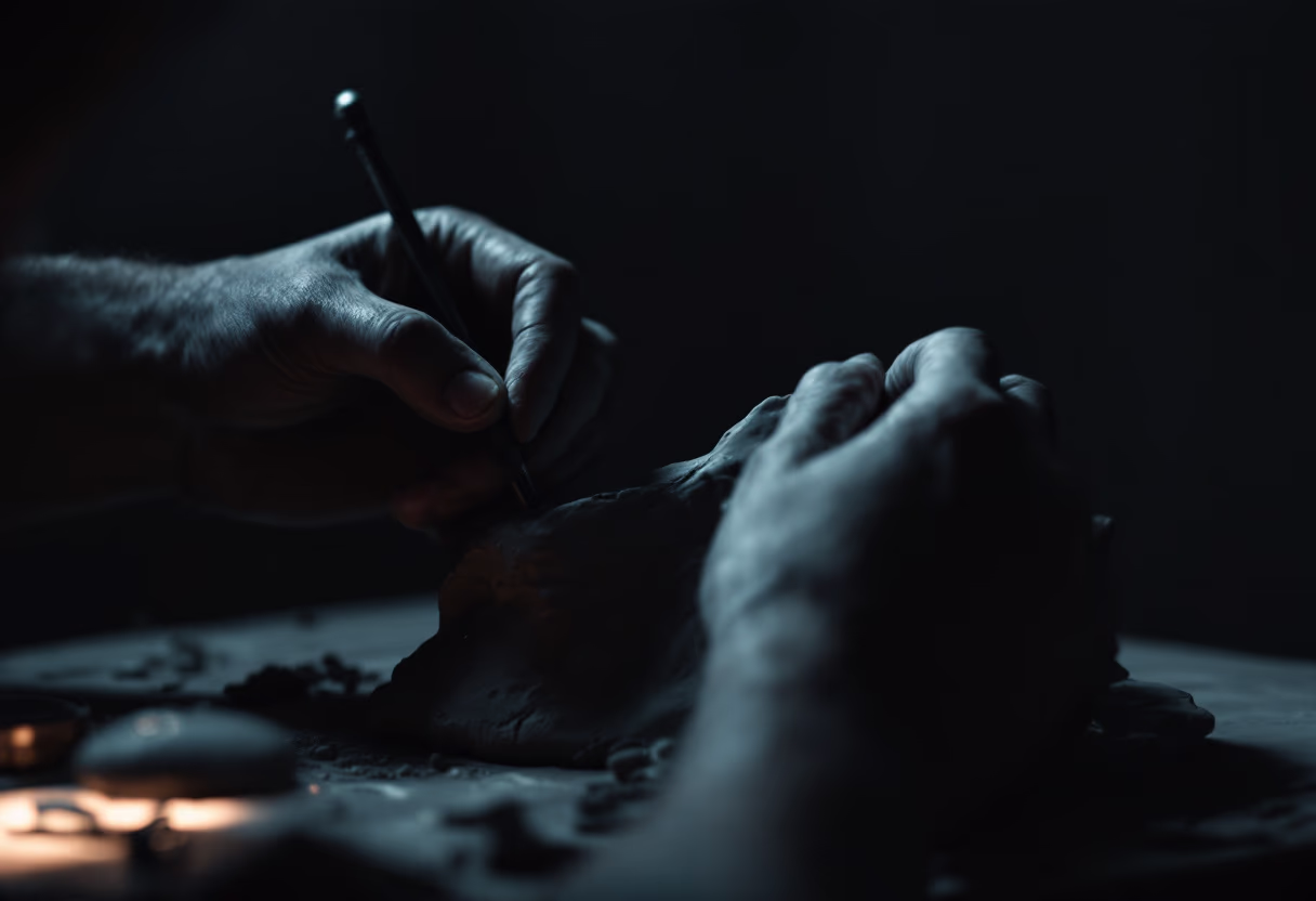image of customer's hands crafting clay