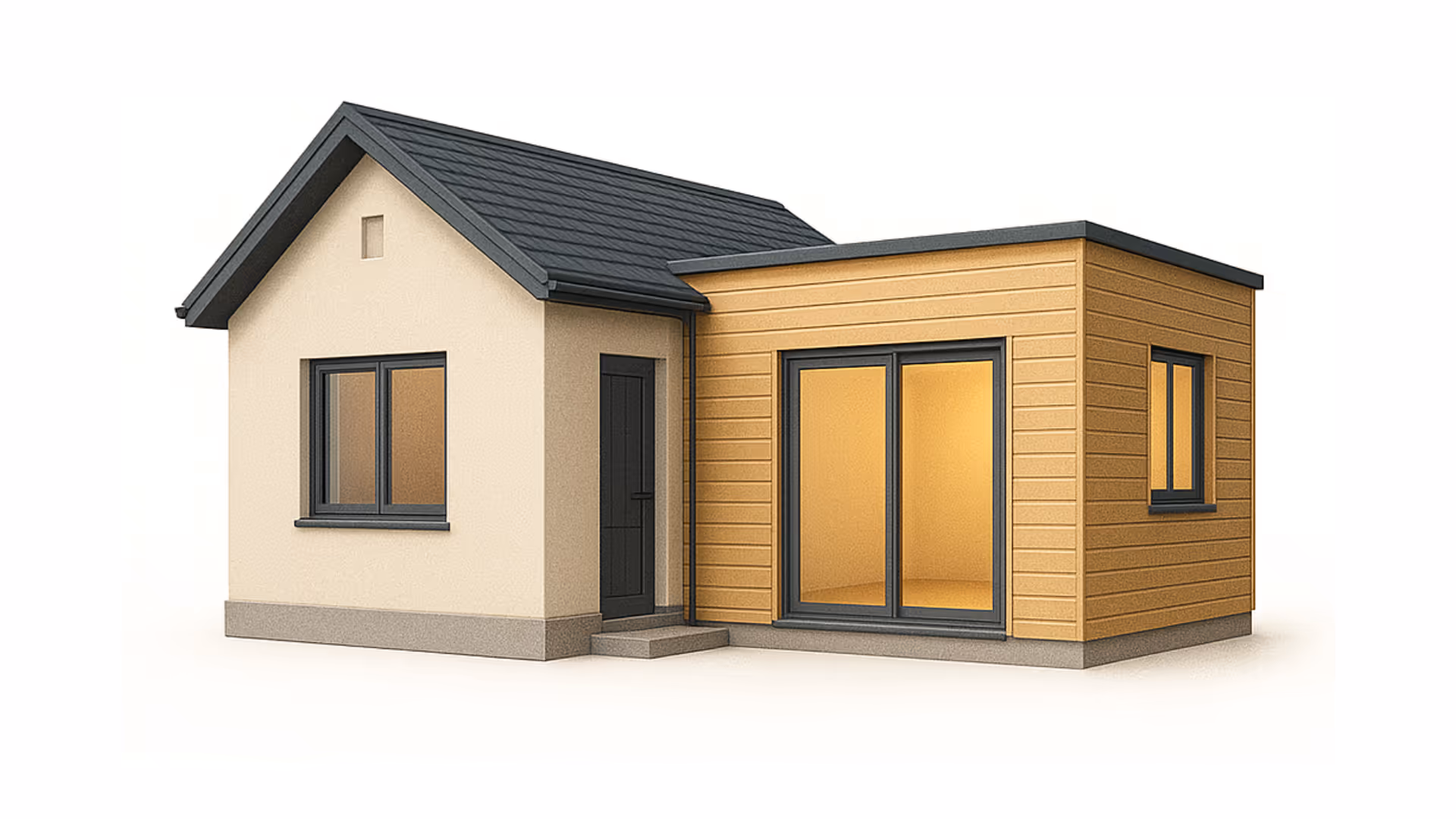 3D visual of a home extension and renovation concept created for Brisbane homeowners