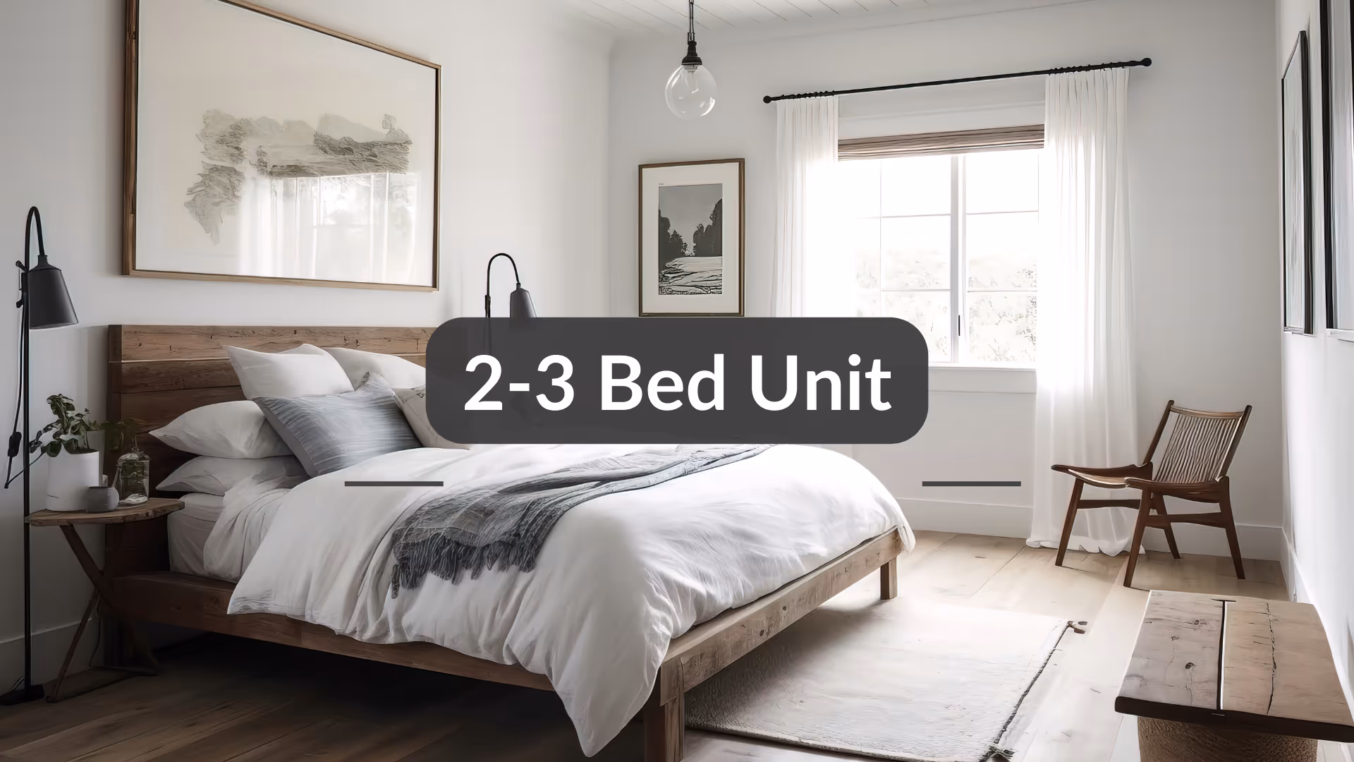 Modern bedroom interior illustrating a 2–3 bedroom unit for pre-purchase inspection services