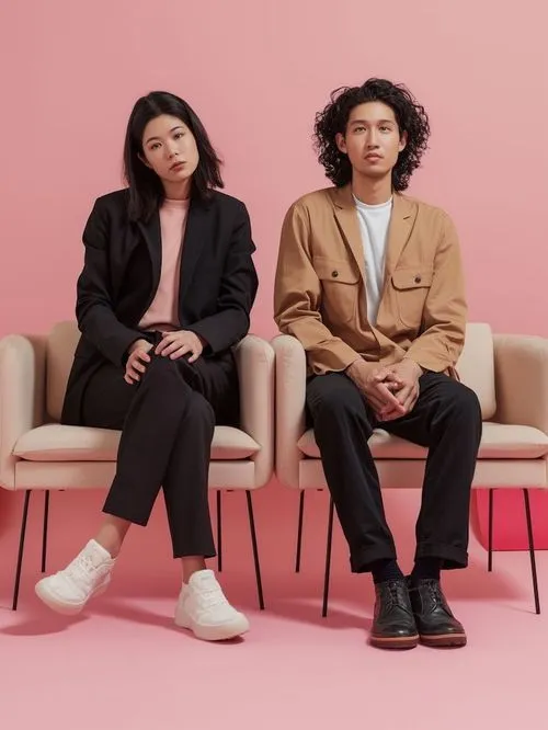 A man and a woman sitting on a chair.