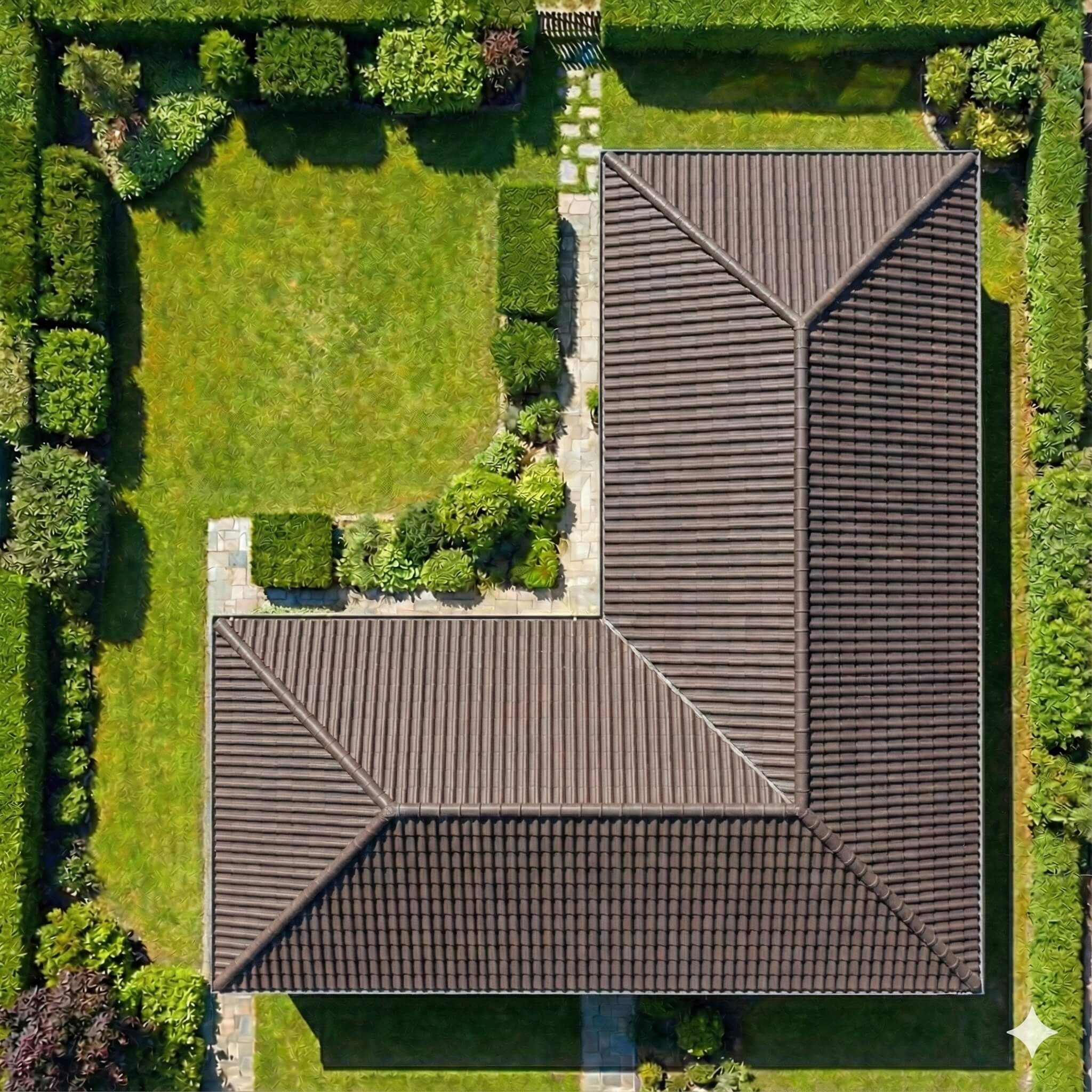 L-shape of the house