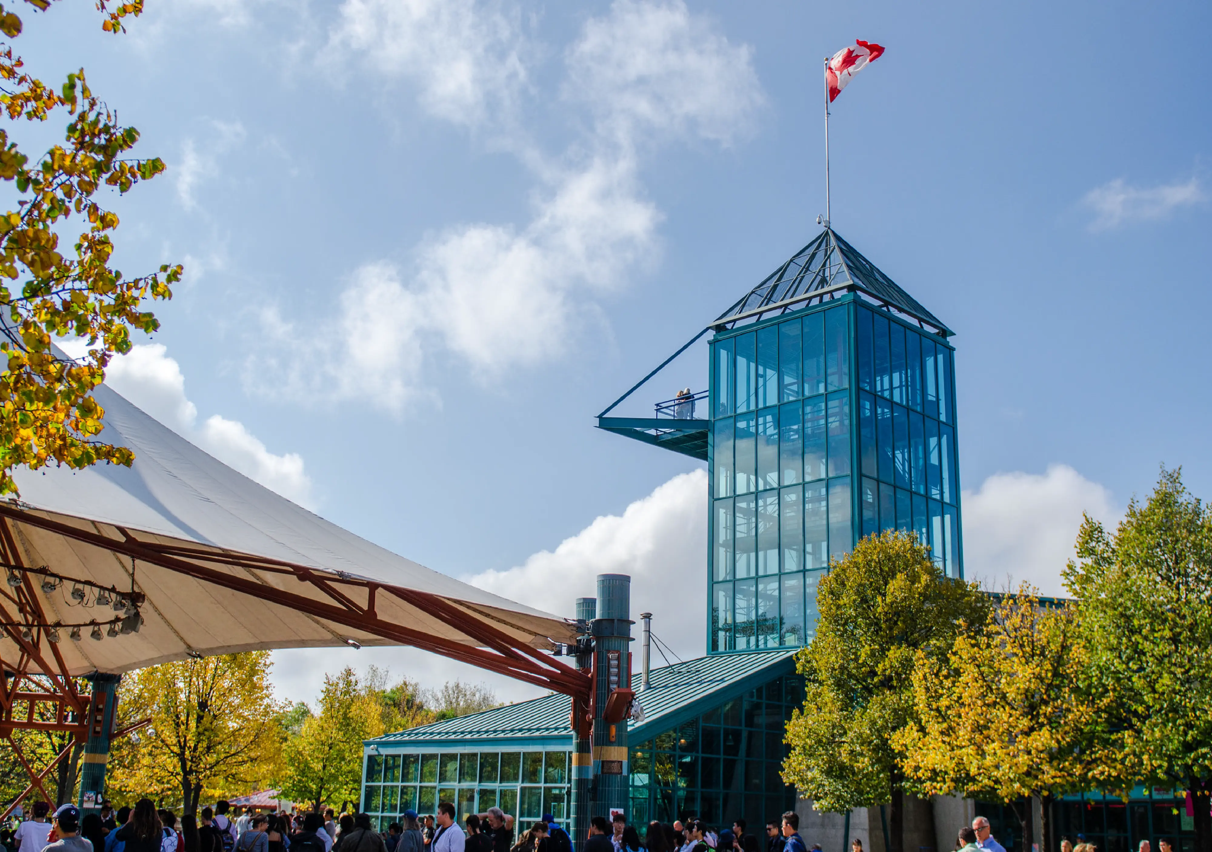 The Forks tower and canopy structure, an iconic part of Winnipeg’s most-visited destination and public gathering place.