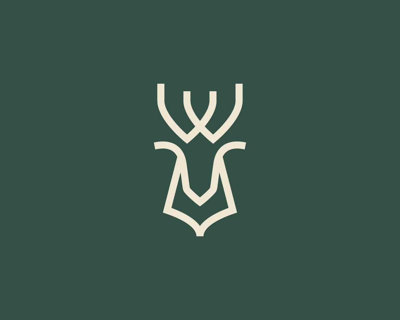 Minimal Westwood Lounge deer-inspired brand icon in cream on a deep green background.
