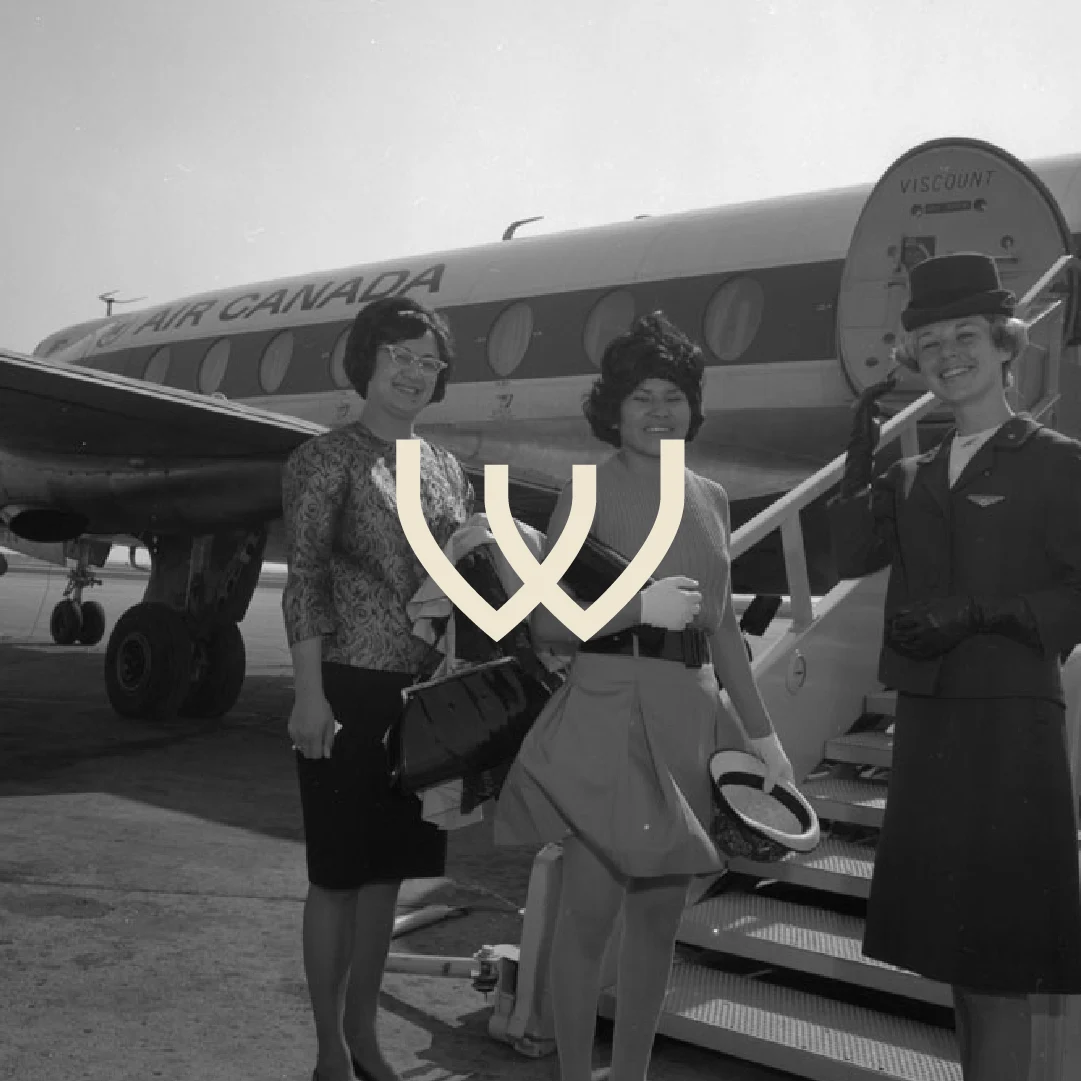 Vintage black and white travel photo with the Westwood Lounge brand mark overlaid.