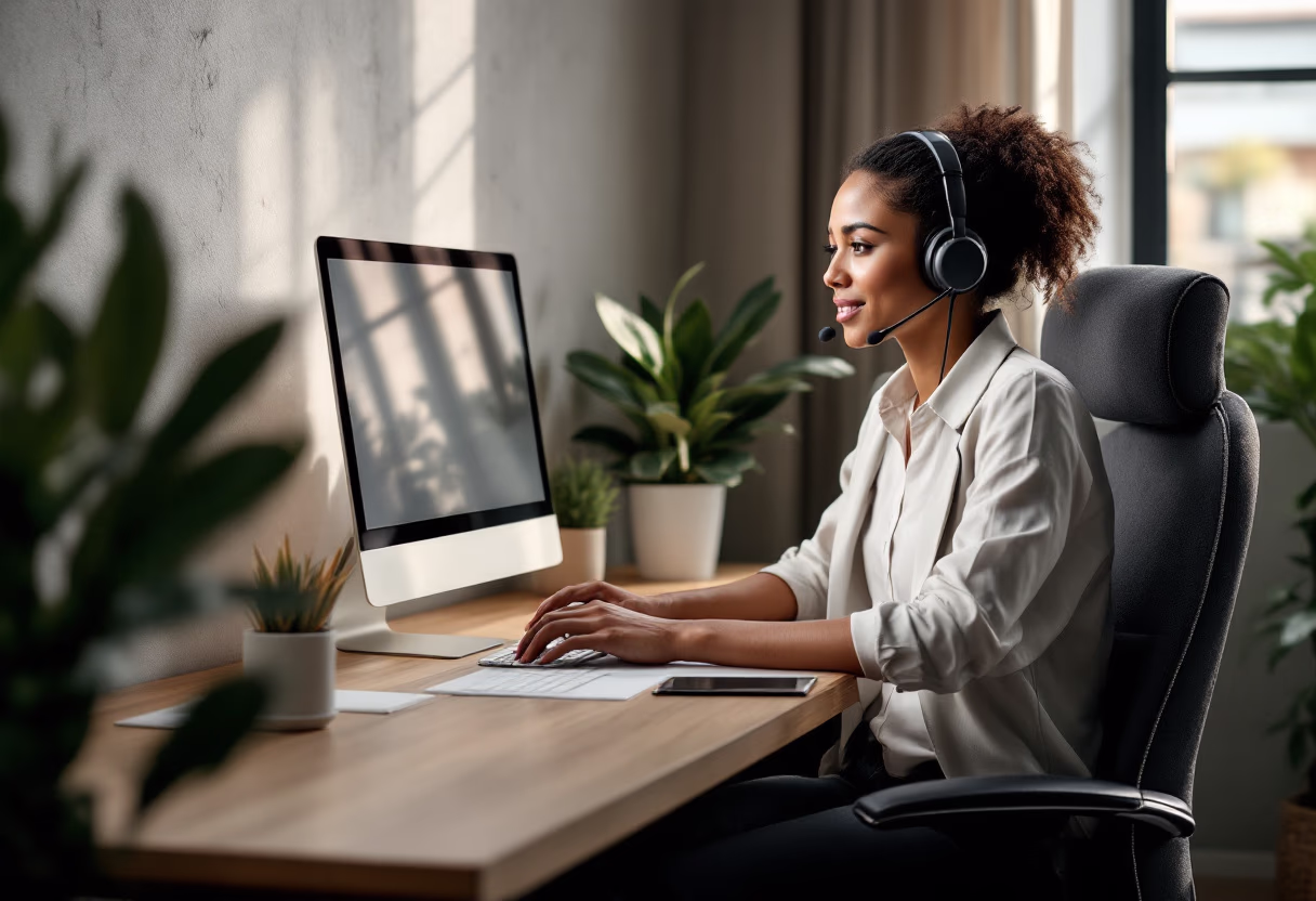 image of an individual providing support assistance for a productivity tools business