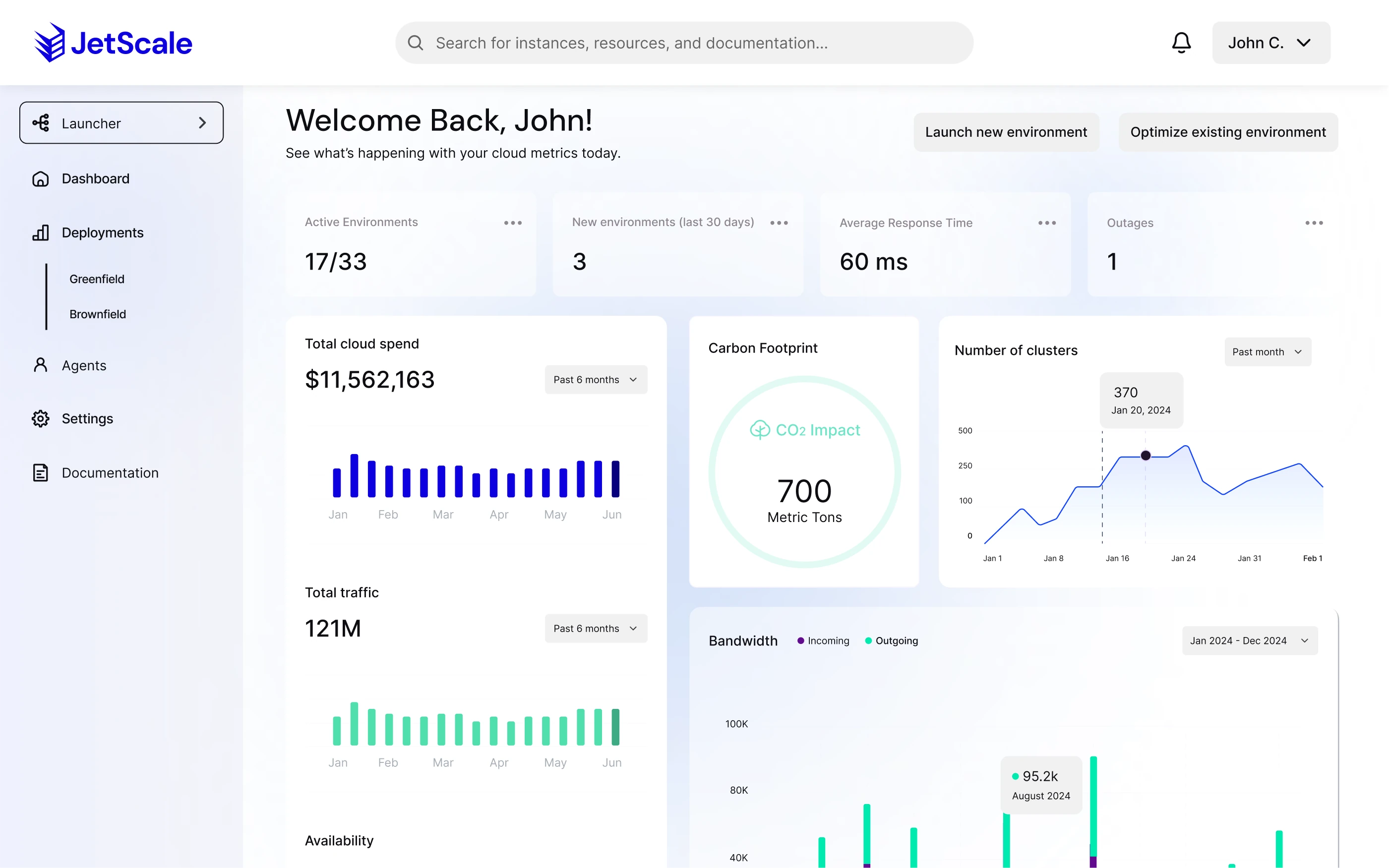 Screenshot of the application dashboard interface