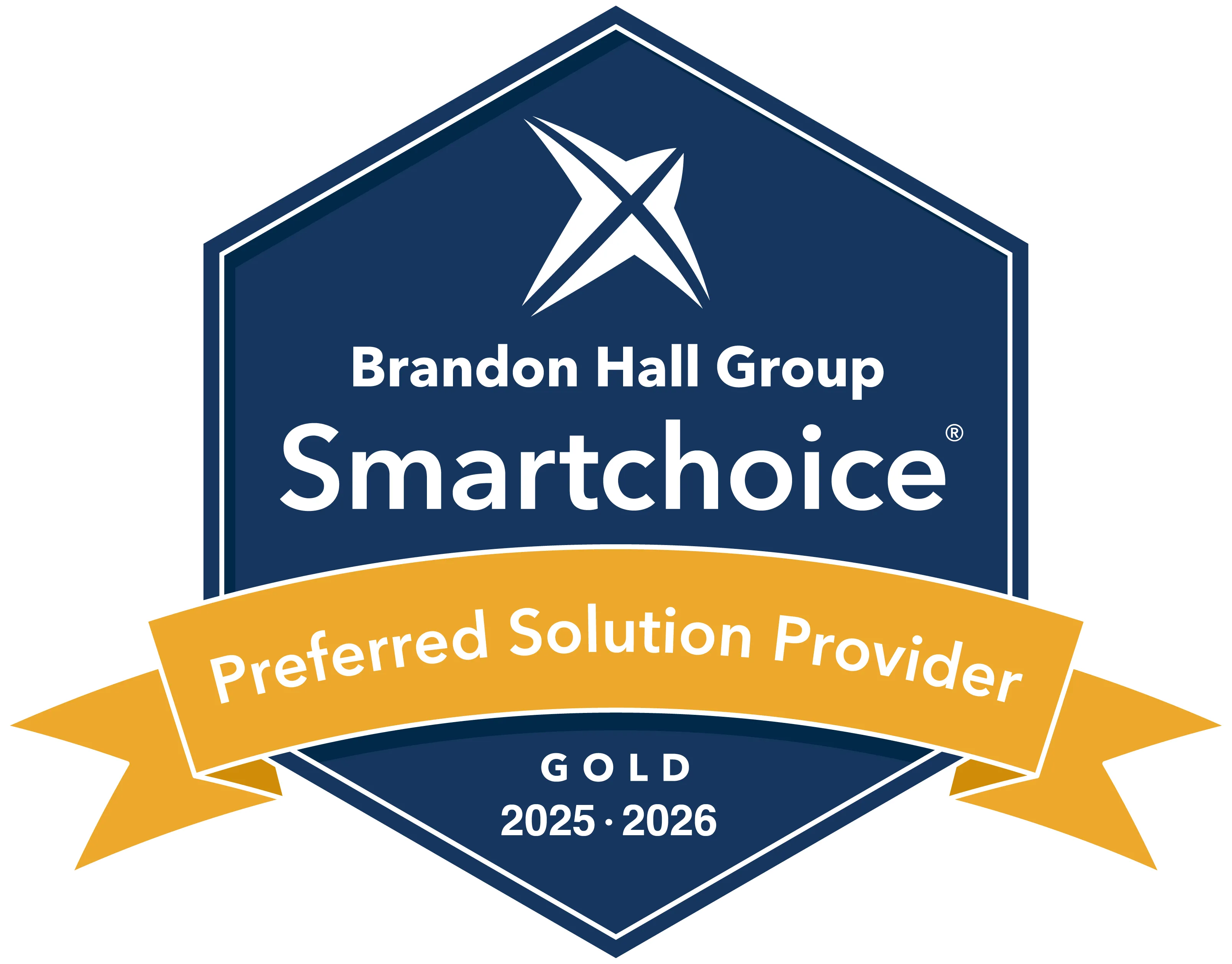 Brandon Hall Group Smartchoice Preferred Solution Provider Gold badge for 2025-2026.