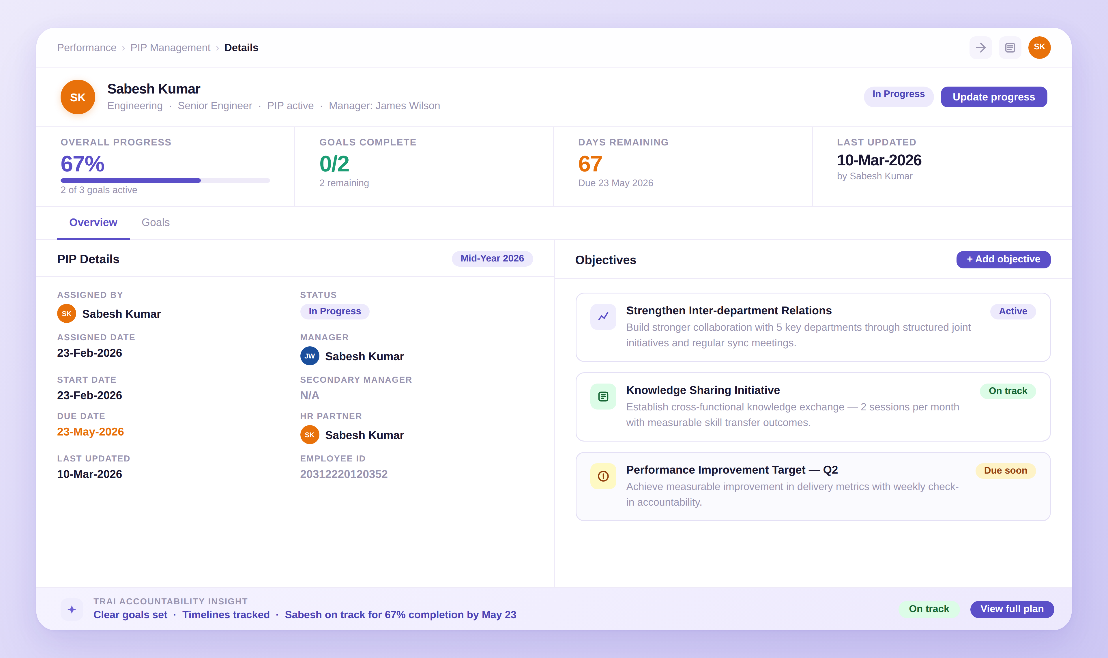 Performance improvement plan