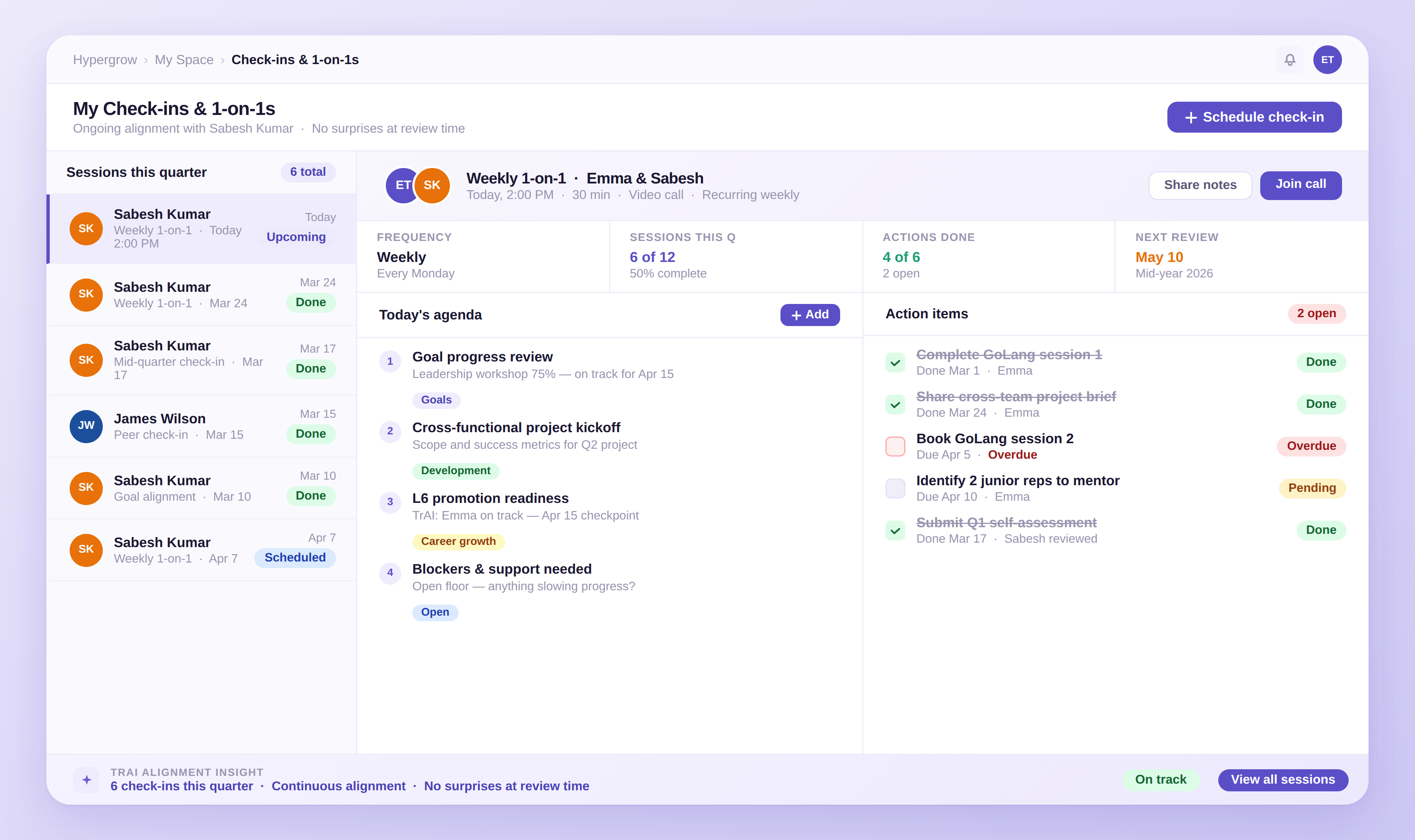 Review progress tracking