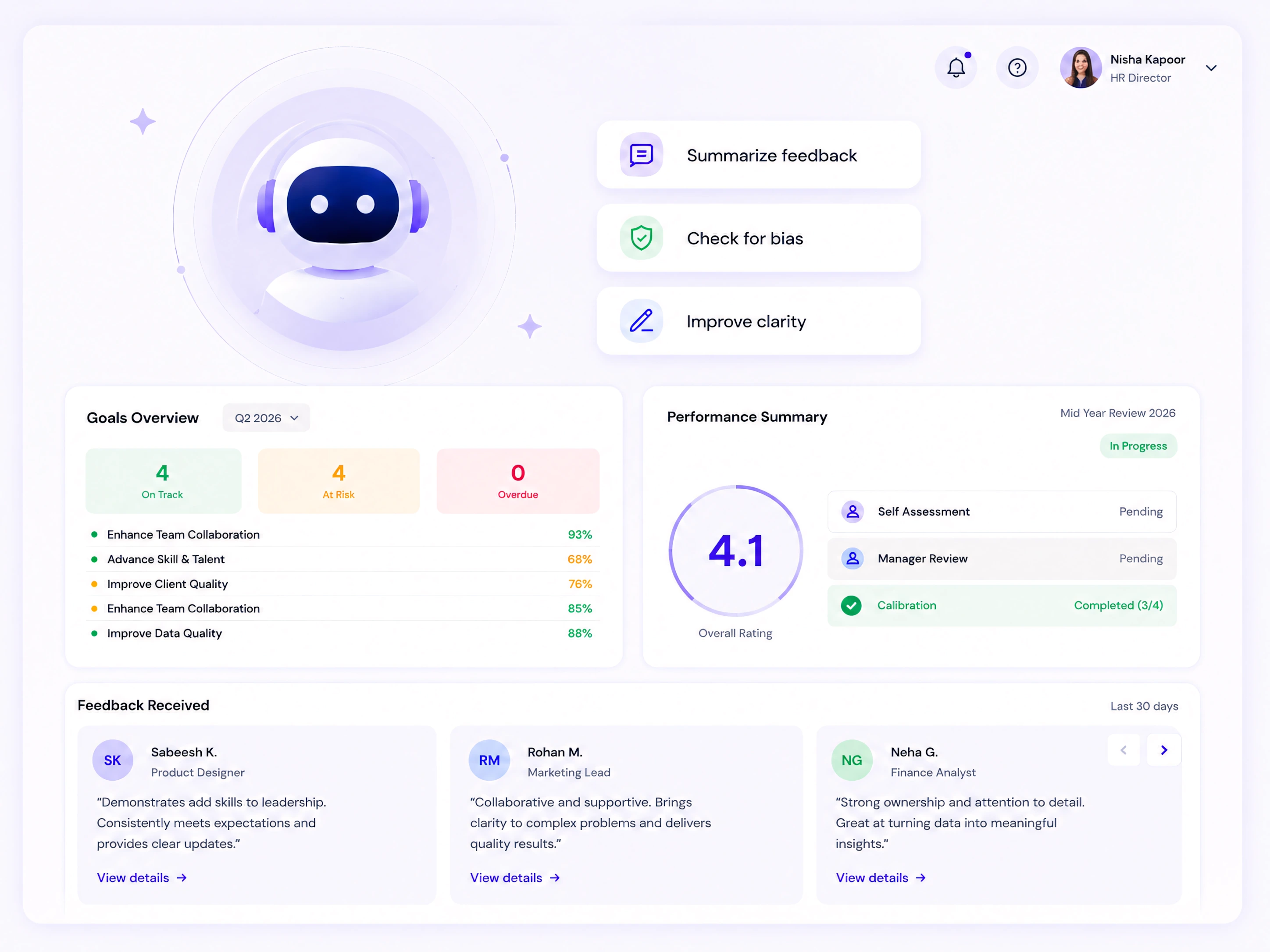 AI performance dashboard