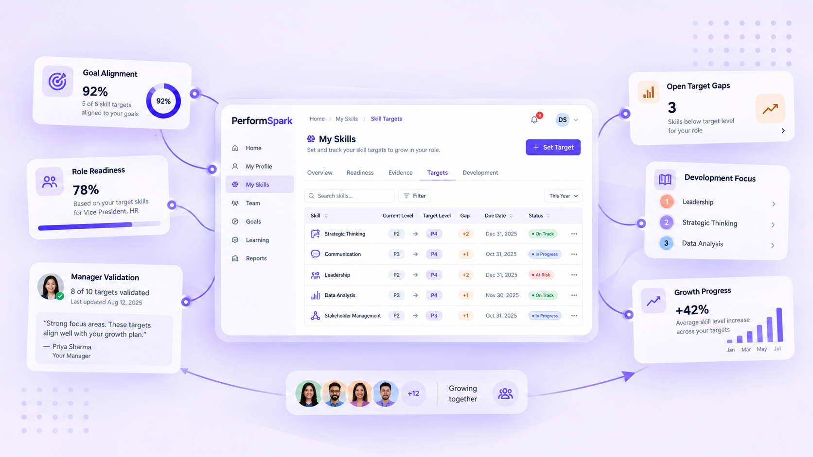 PerformSpark Skill Targets feature interface