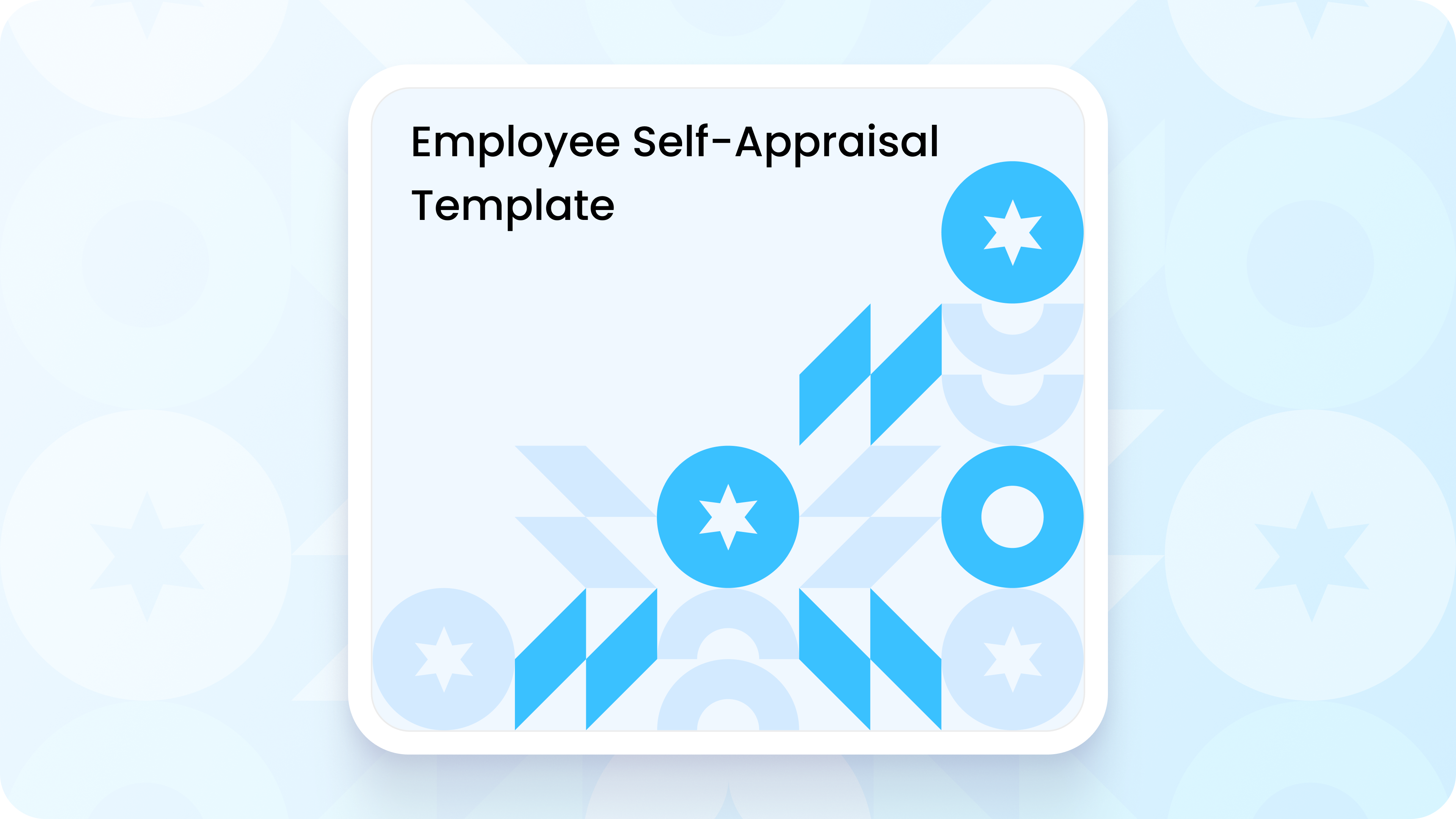Employee Self-Appraisal Template card with teal geometric icons illustrating PerformSpark's self-review form download