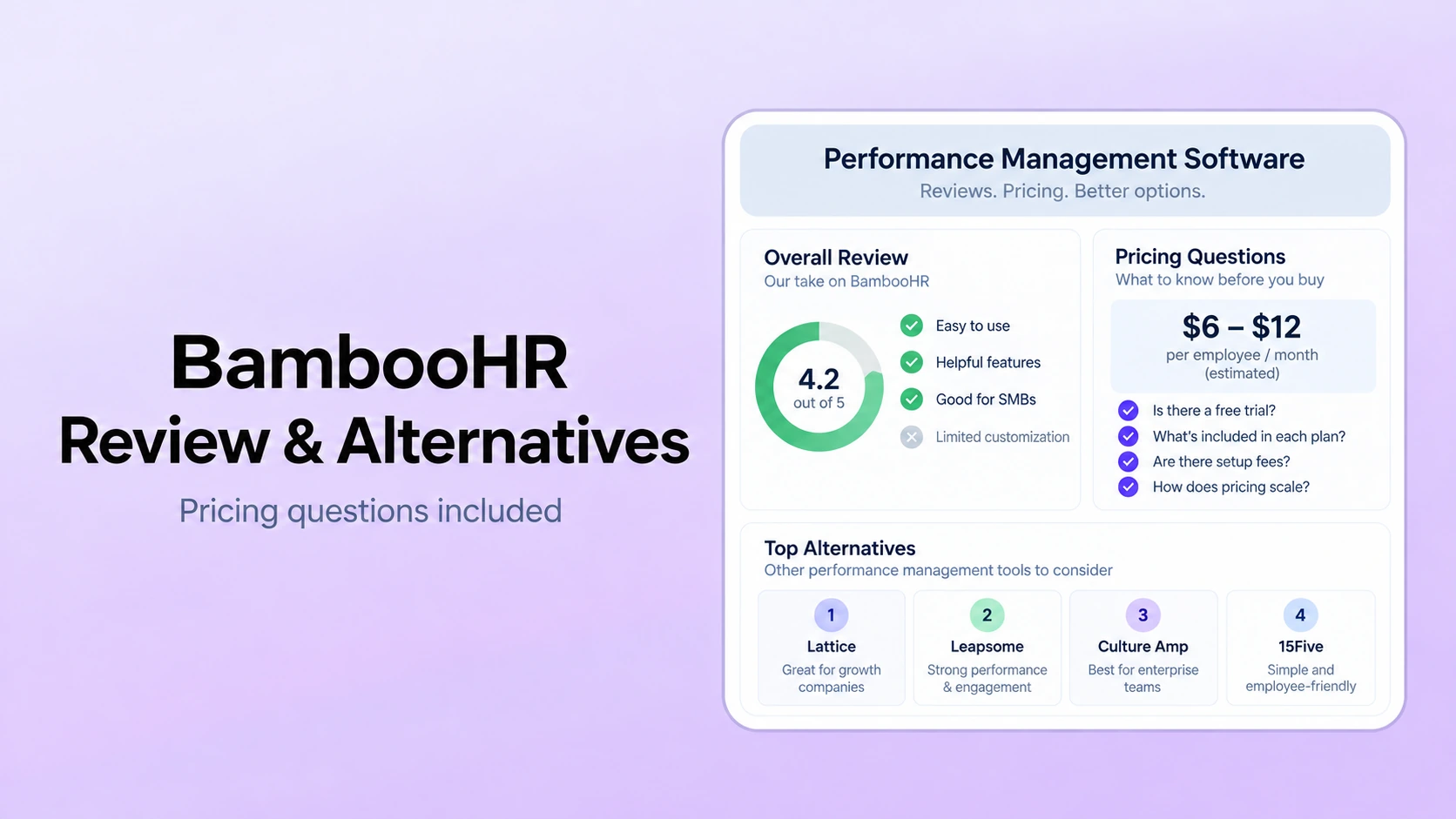 BambooHR Performance Management review, pricing, and alternatives