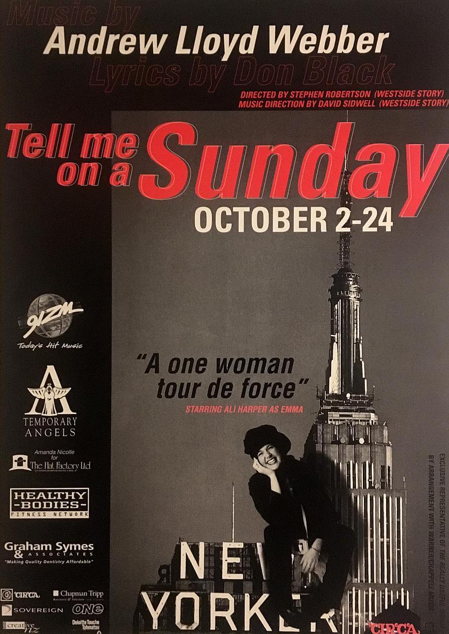 Poster with Ali Harper on it in Tell me on a Sunday Show.
