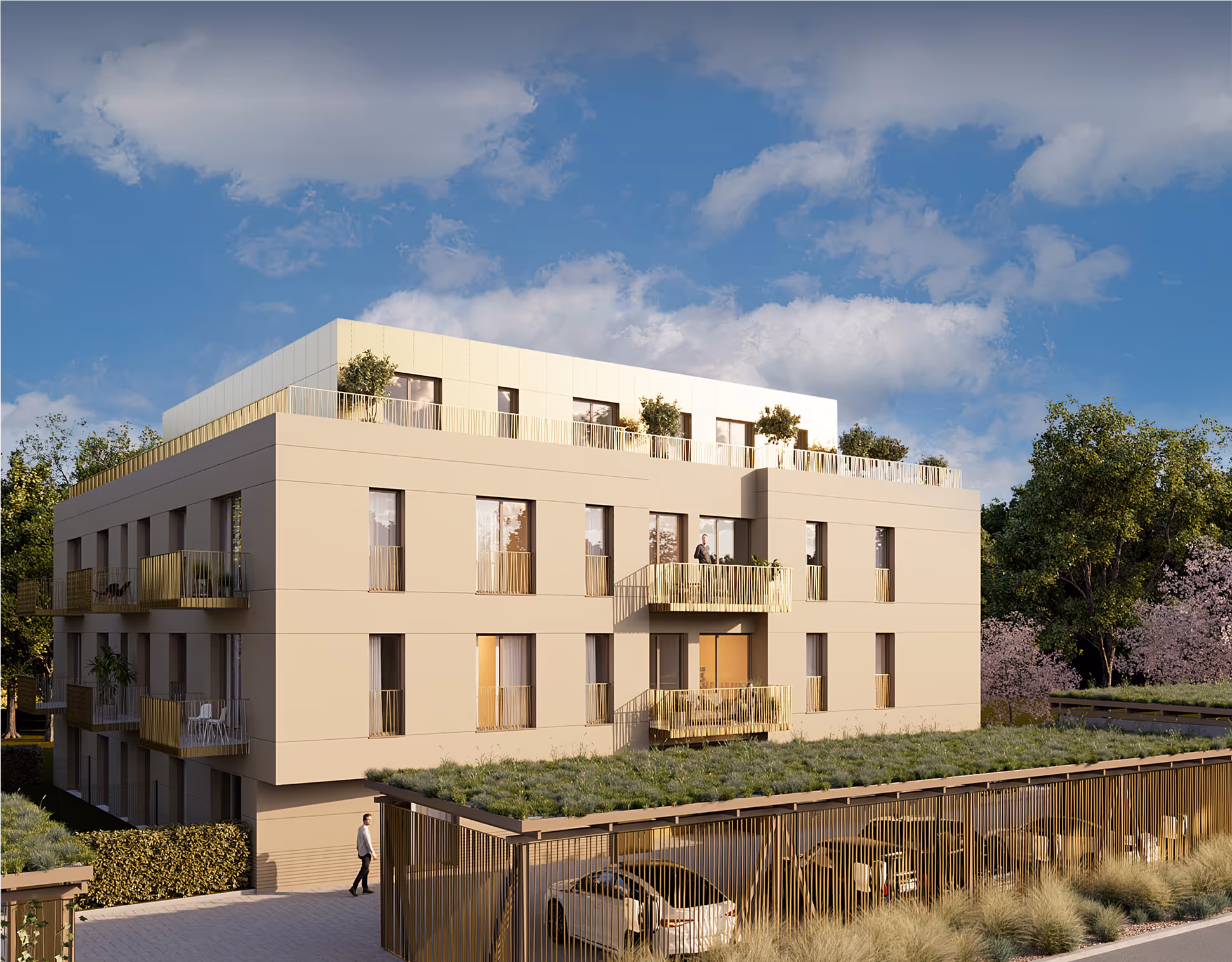 Vizualizace interiéru bytu ECOVILLA – kuchyň s jídelnou