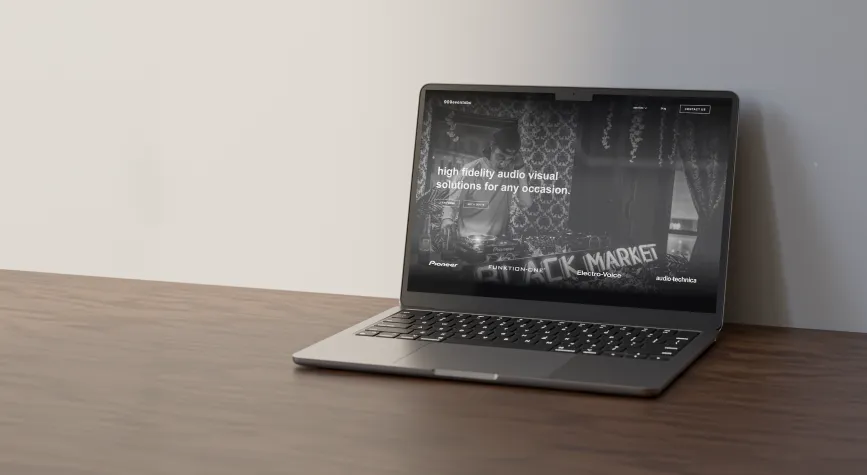 Laptop Mockup with screen showing 909 Events BC website