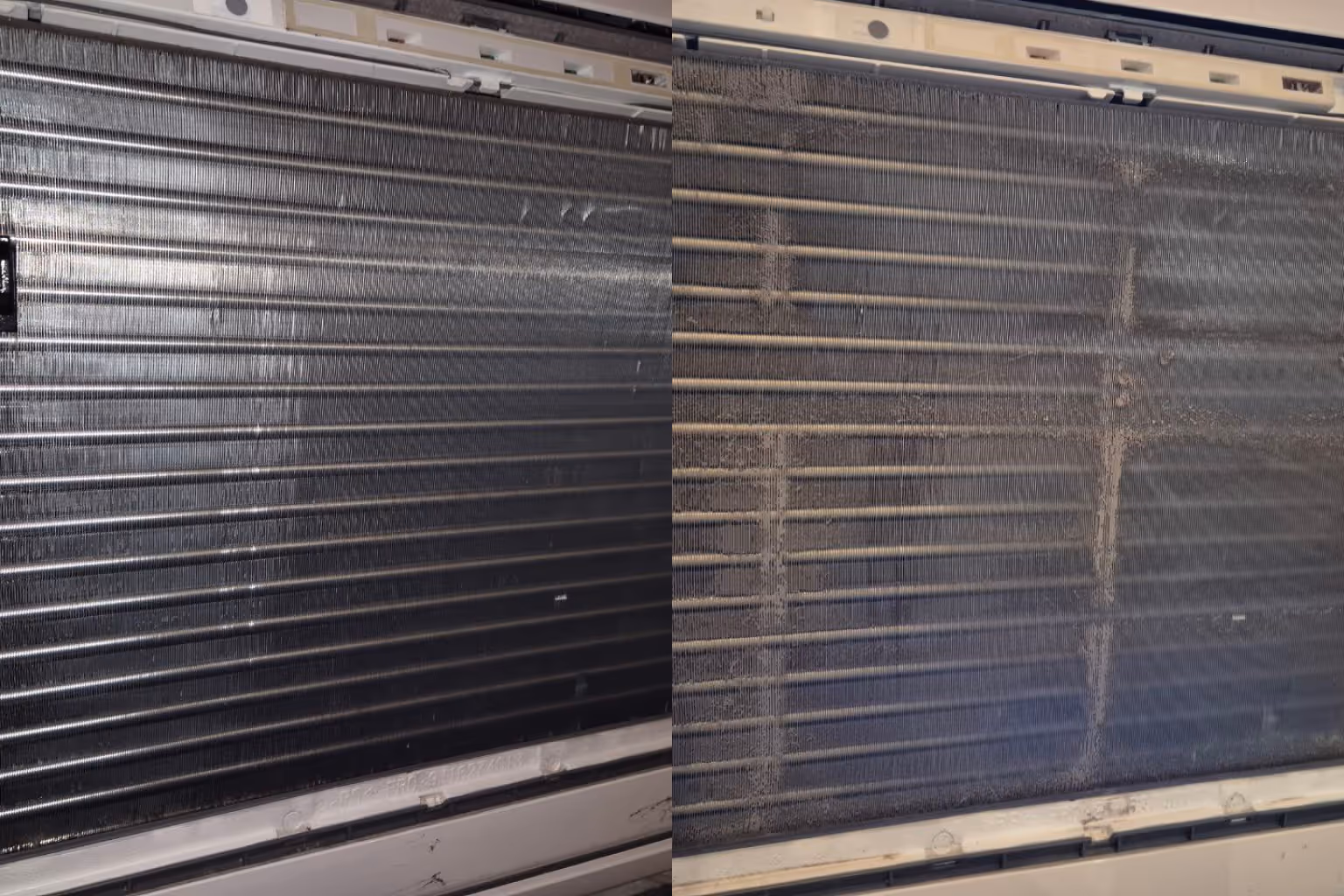 Rens av filter på varmepumpe.