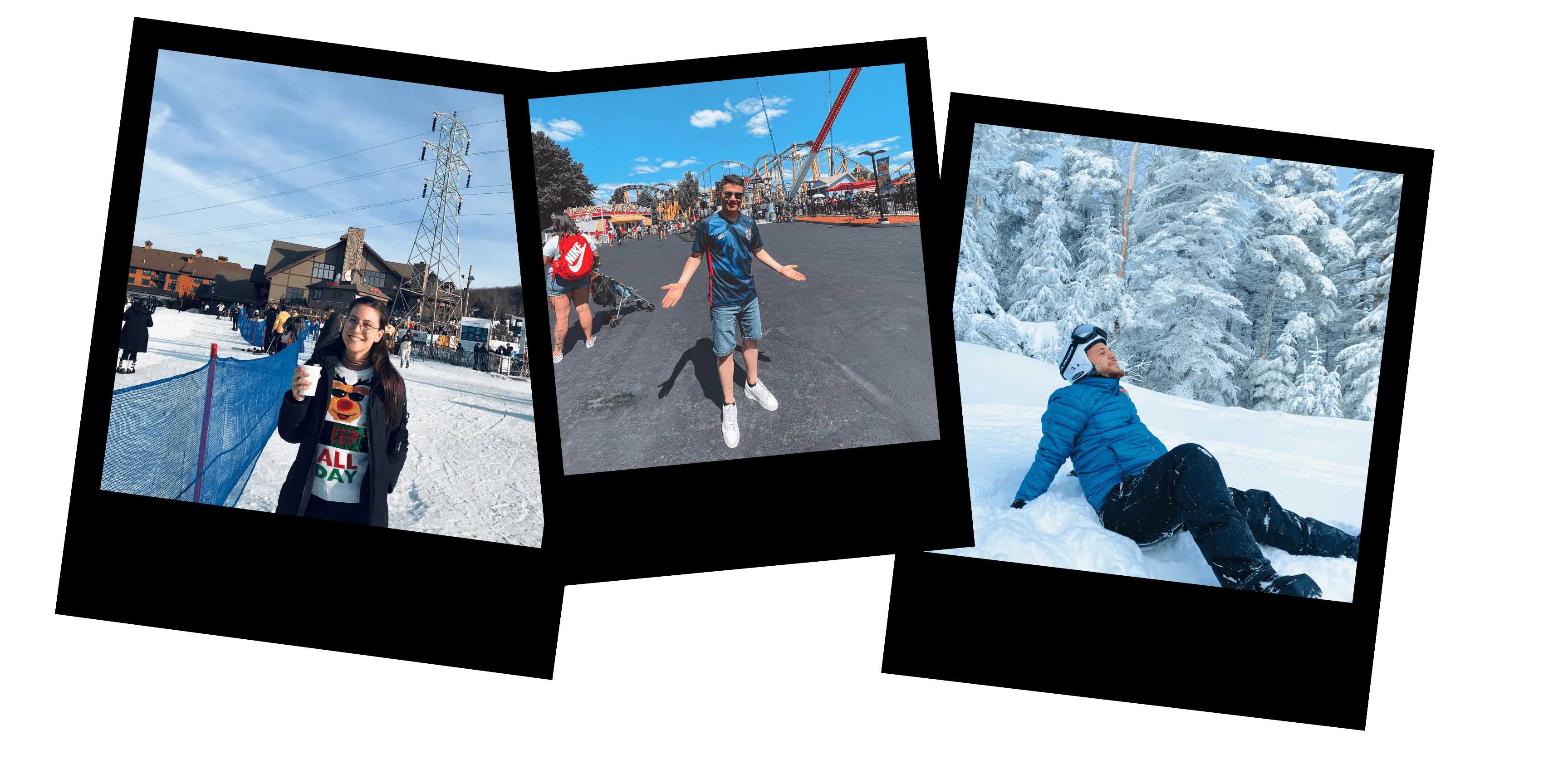 three polaroids showing participants