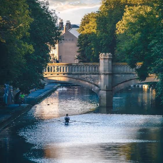 A picturesque River Scene with Bridge in Leicester