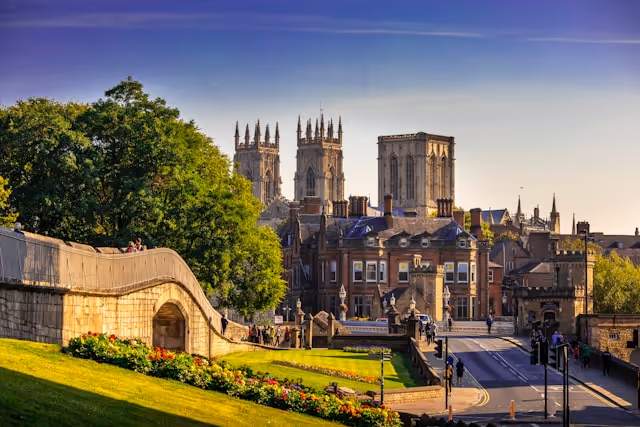 A picture of York Minster from the outer wall in York, UK