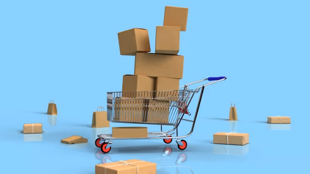 A photo of a trolley full of cardboard boxes