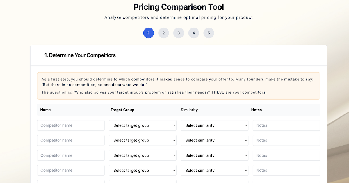 The Pricing Tool
