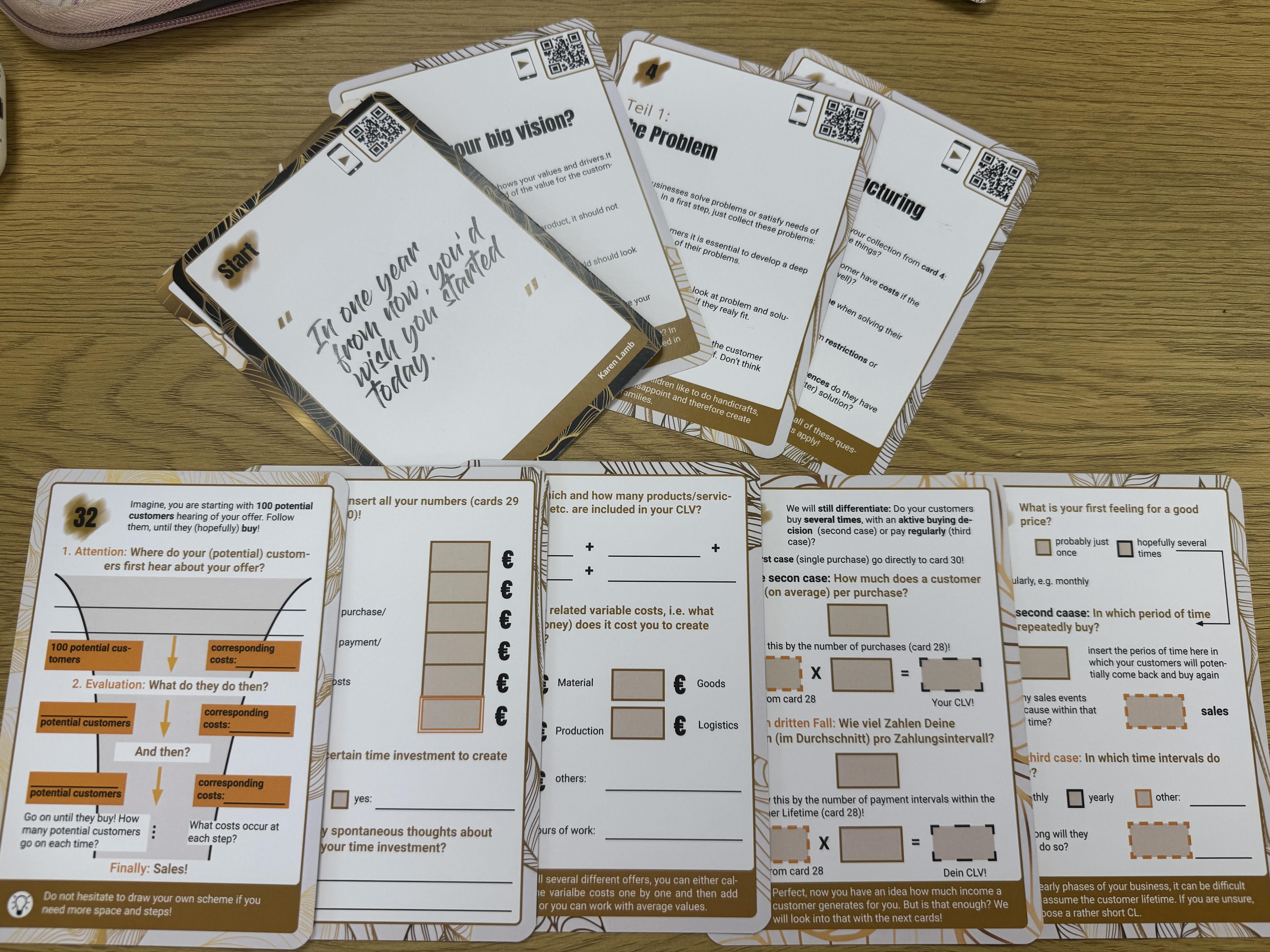 The StartupCards deck on a desk