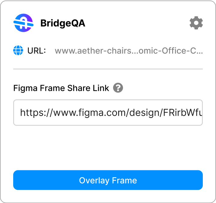 Preview of BridgeQA functionalities  for figma frame overlay