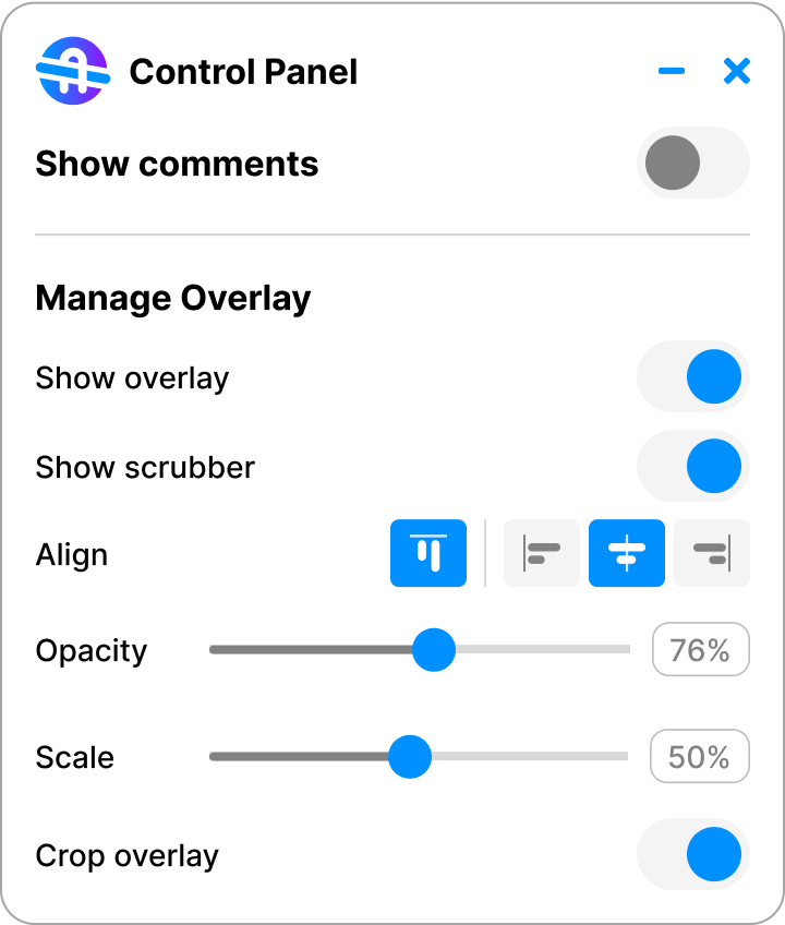 Preview of BridgeQA functionalities panel for control panel