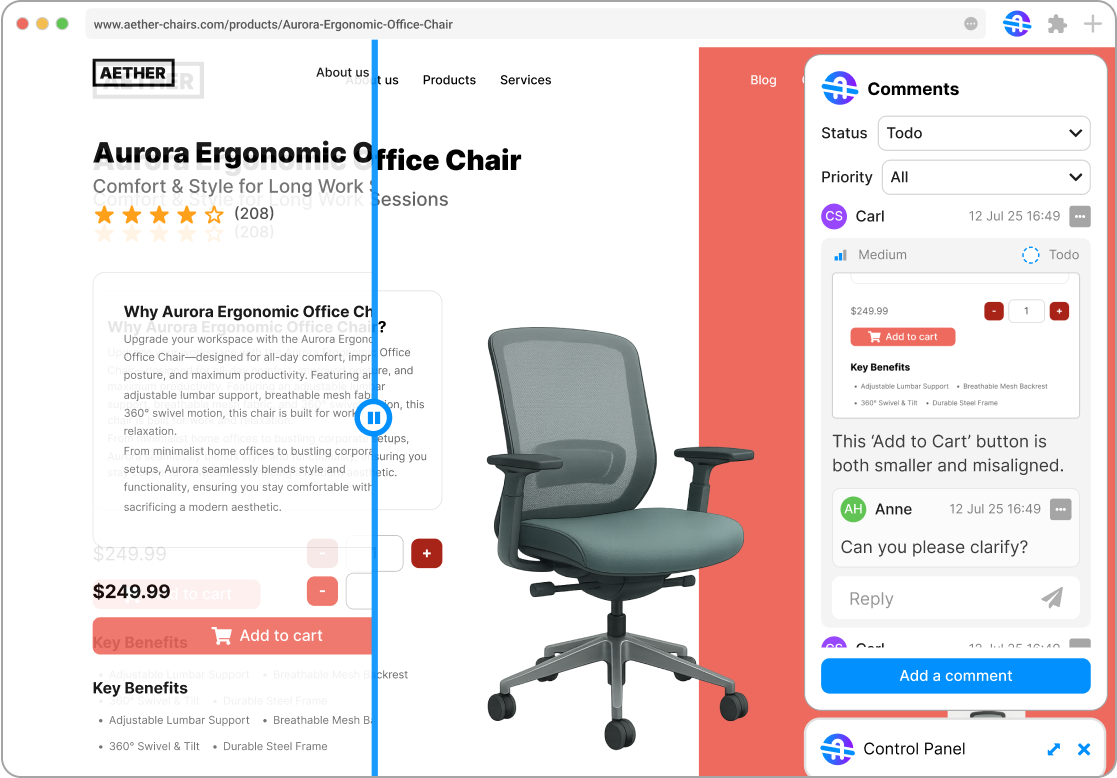 Preview of BridgeQA functionalities 