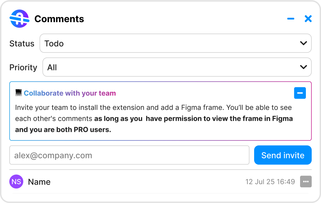 Preview of BridgeQA functionalities  for team collaboration