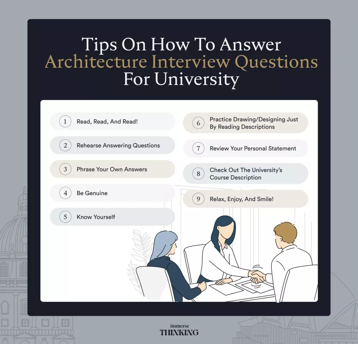10 tips to answer architecture interview questions for university