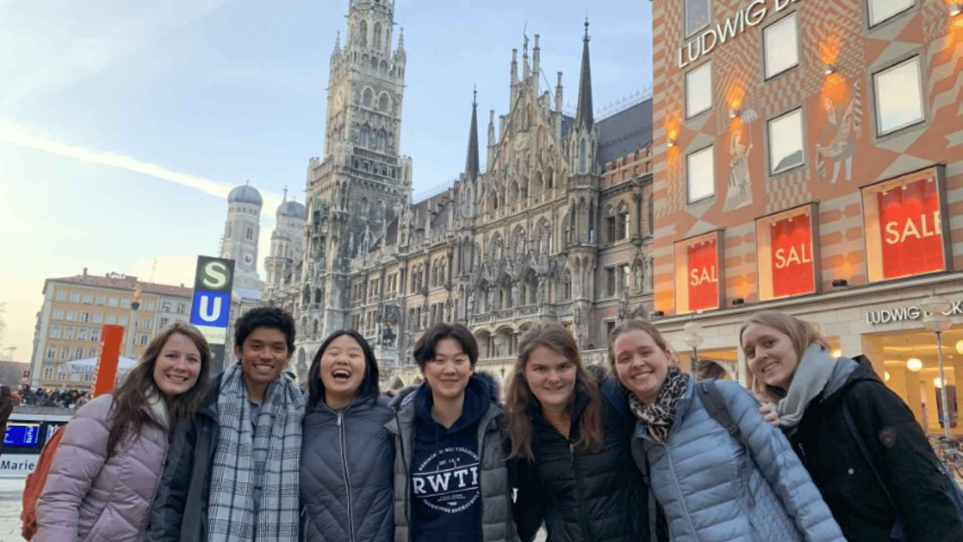 A group of students posing together and smiling