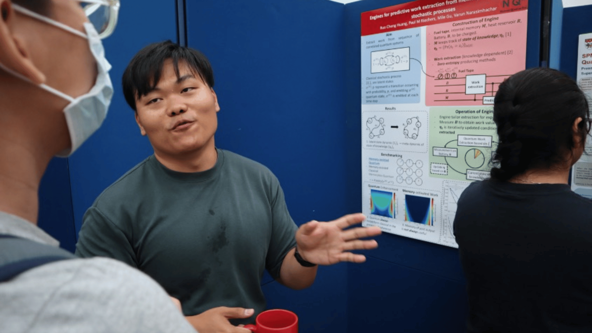 A student presenting their poster to other students
