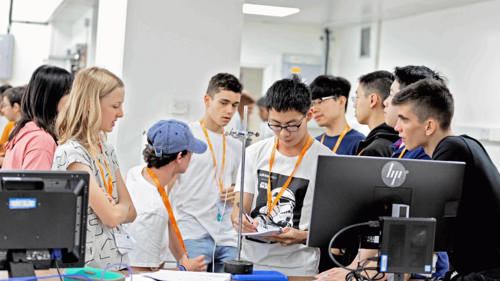 The team reviewing the experiment data