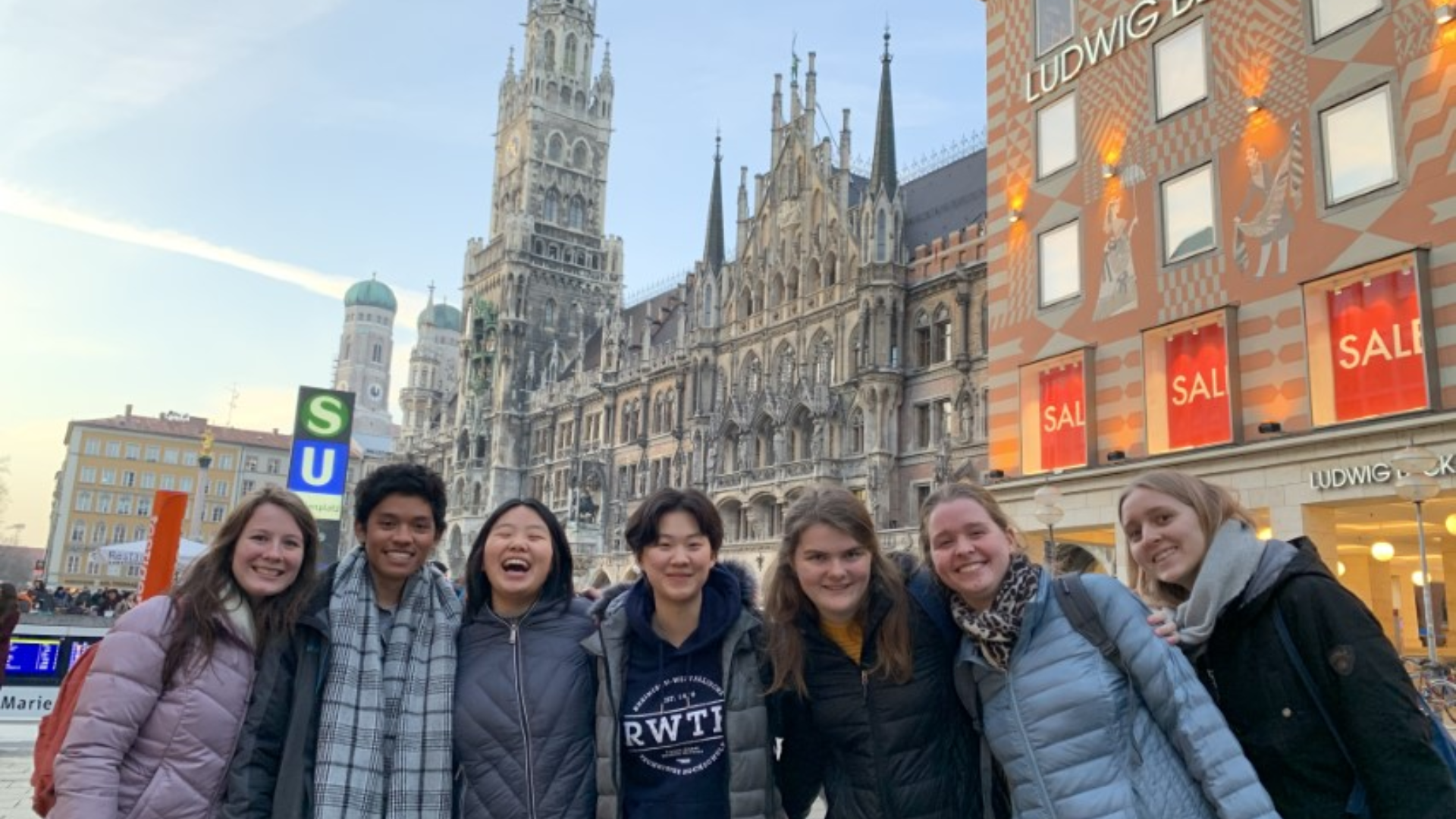 A group of students posing together and smiling