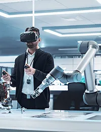 Image of a man wearing VR set