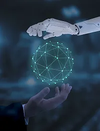 Image of a global icon into two hand