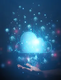 Image of a hand with futuristic image