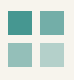 Minimalist design of four colored squares arranged in a 2x2 grid on a light background.