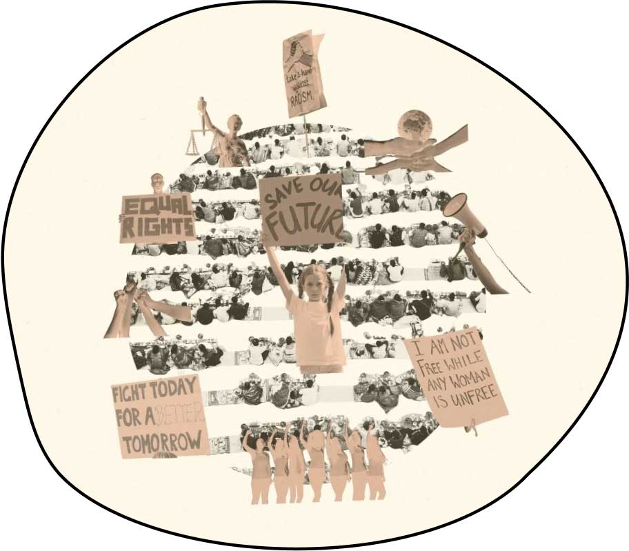 Une image faite de collages pour représenter cette page dédiée aux projet accompagnés par Juliette Tassy.