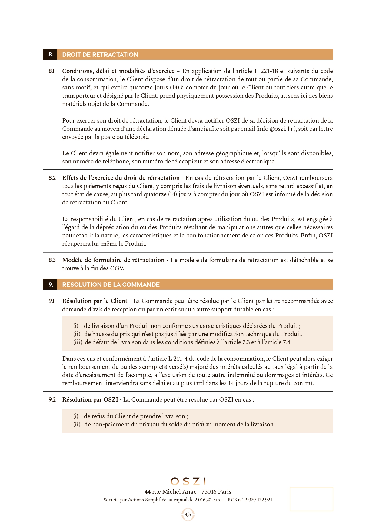 Conditions générales de vente - page 4