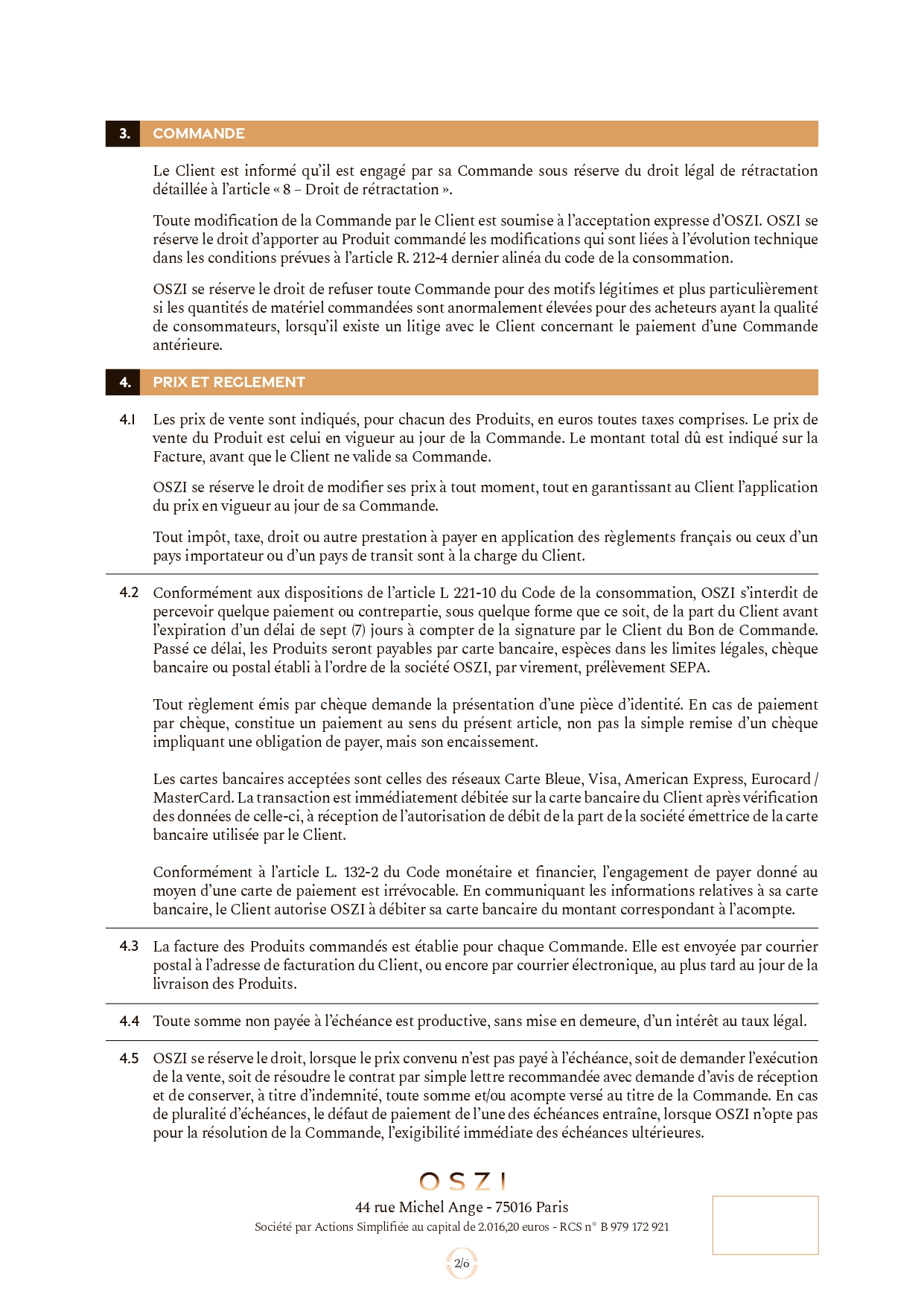 Conditions générales de vente - page 2