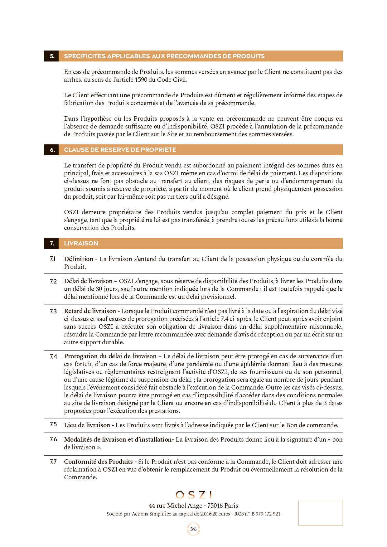 Conditions générales de vente - page 3