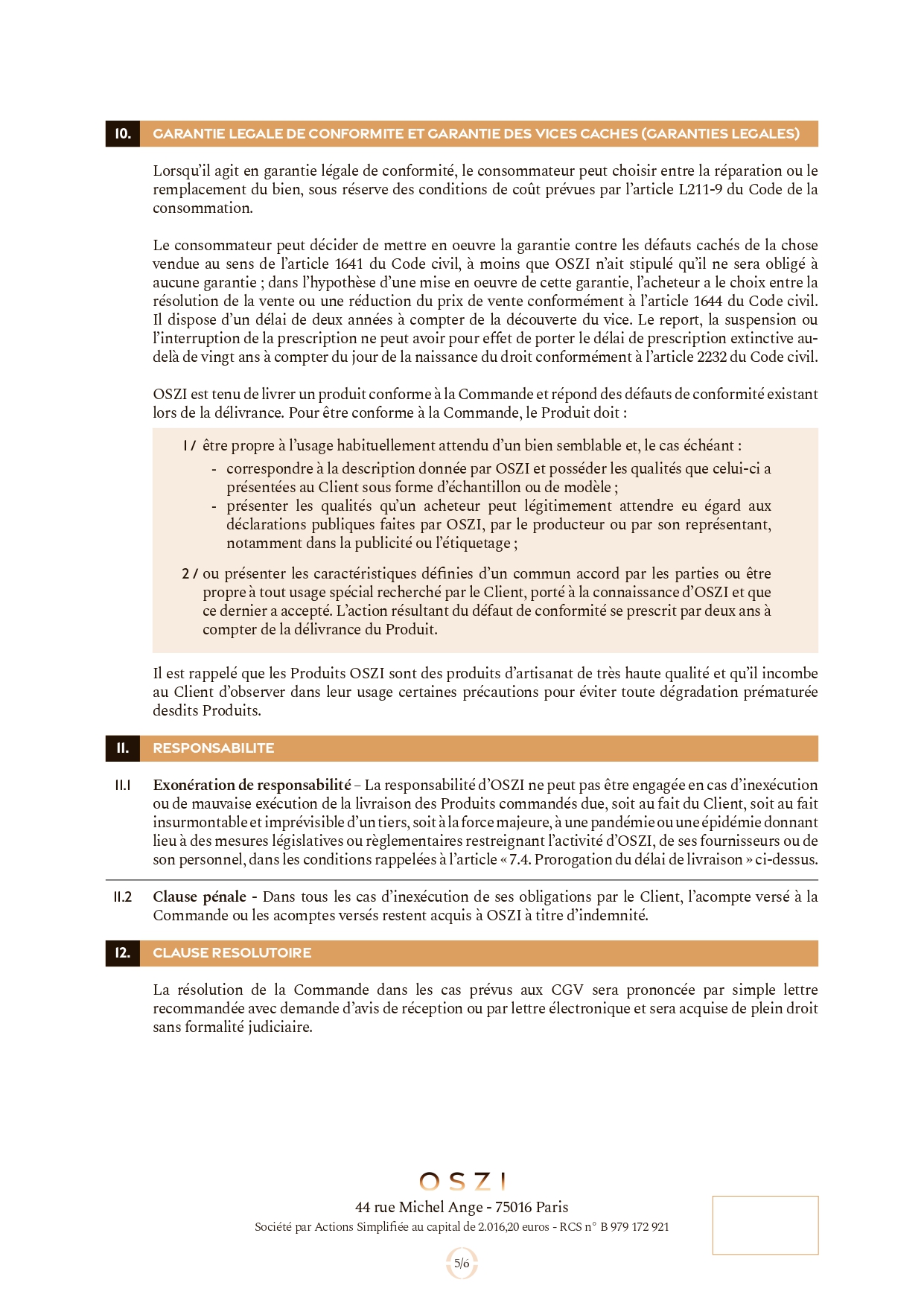 Conditions générales de vente - page 5