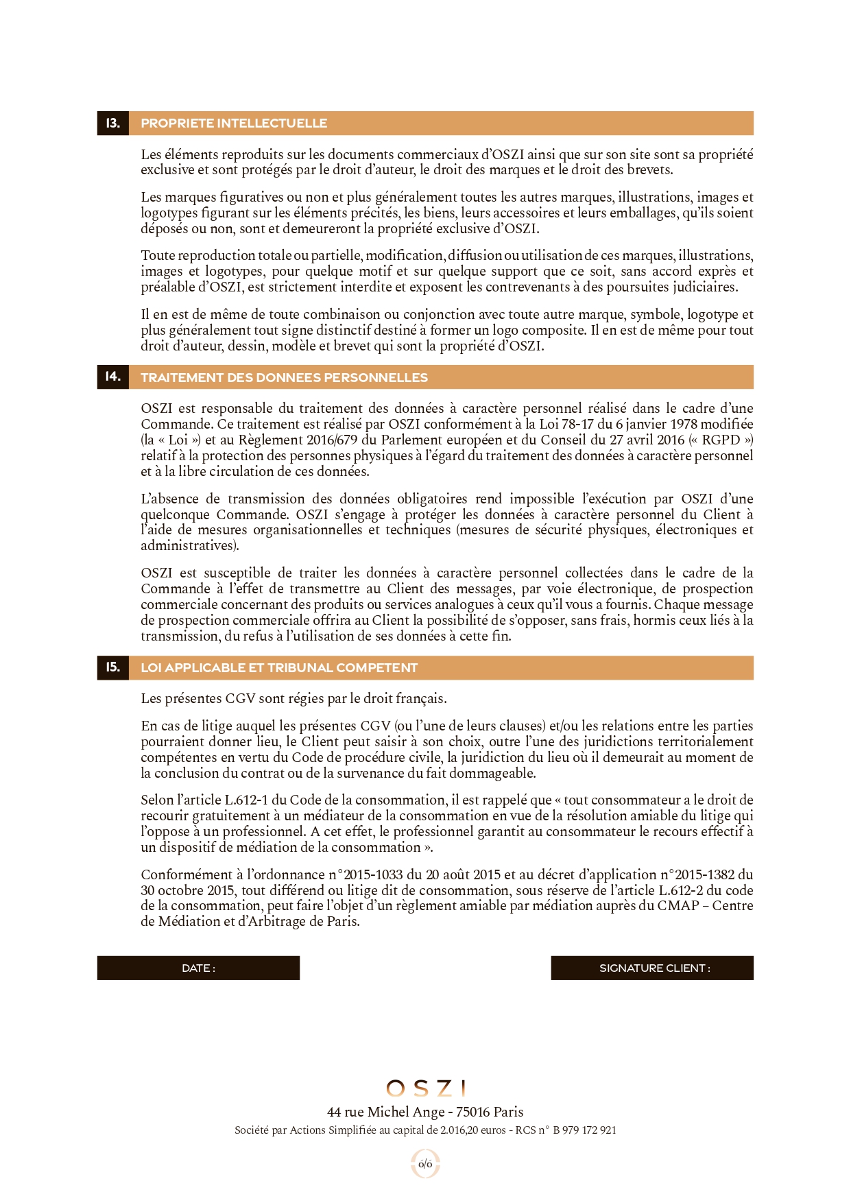 Conditions générales de vente - page 6