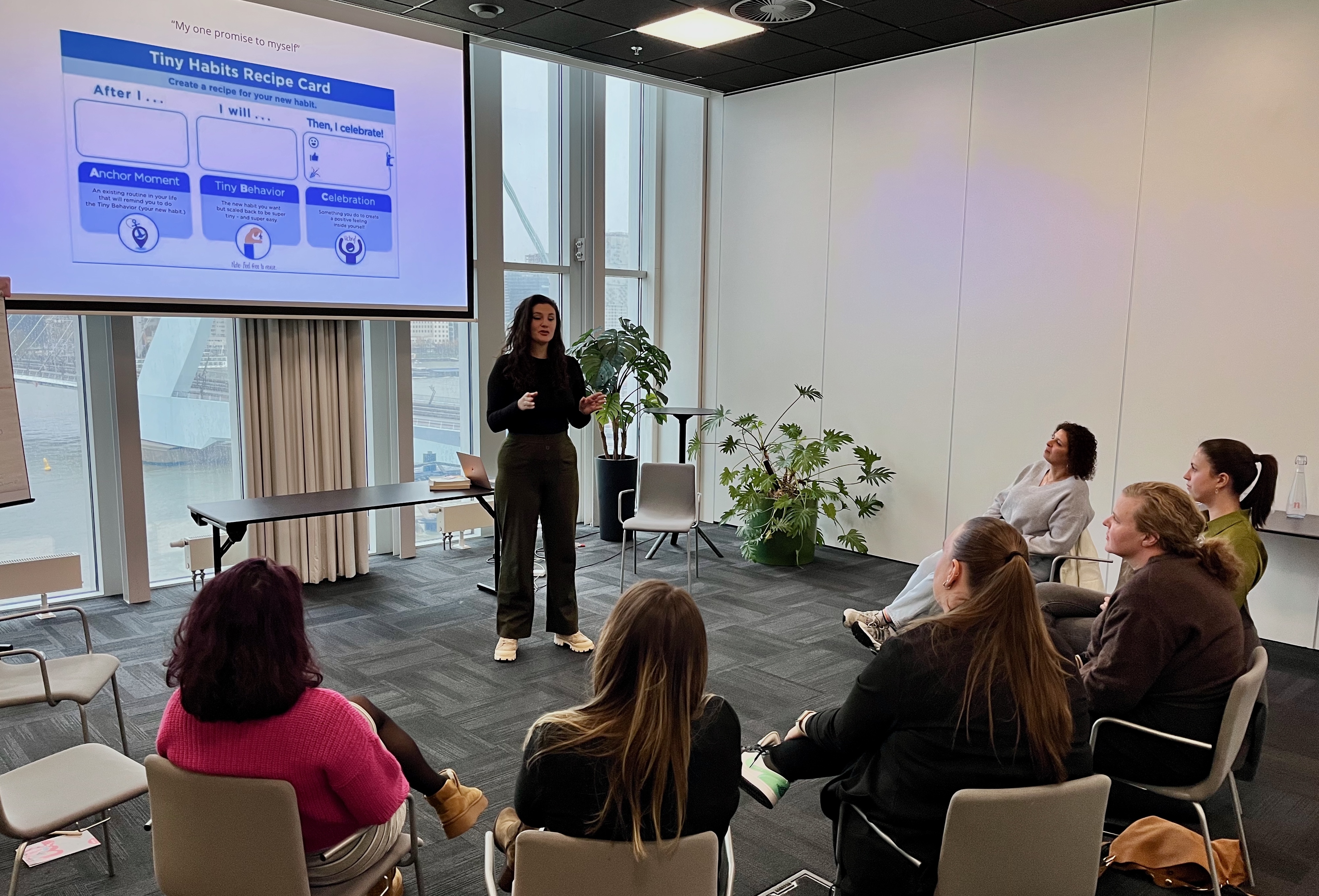 woman is giving a presentation