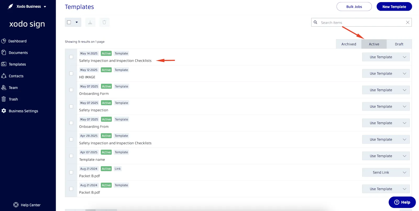 Saving a DocuSign template in Xodo Sign