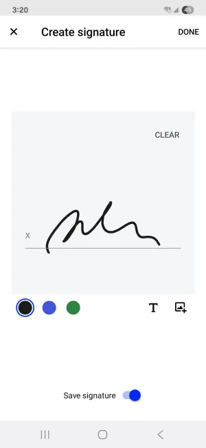 Creating a signature in the Xodo app for iOS and Android phones